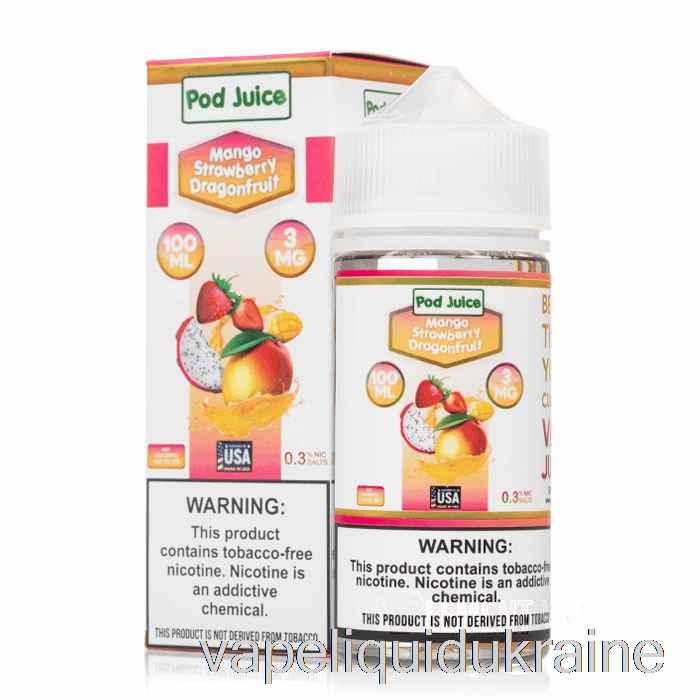 Vape Liquid Ukraine Mango Strawberry Dragonfruit - Pod Juice - 100mL 0mg